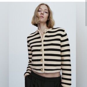 Black and Cream Striped Cardigan